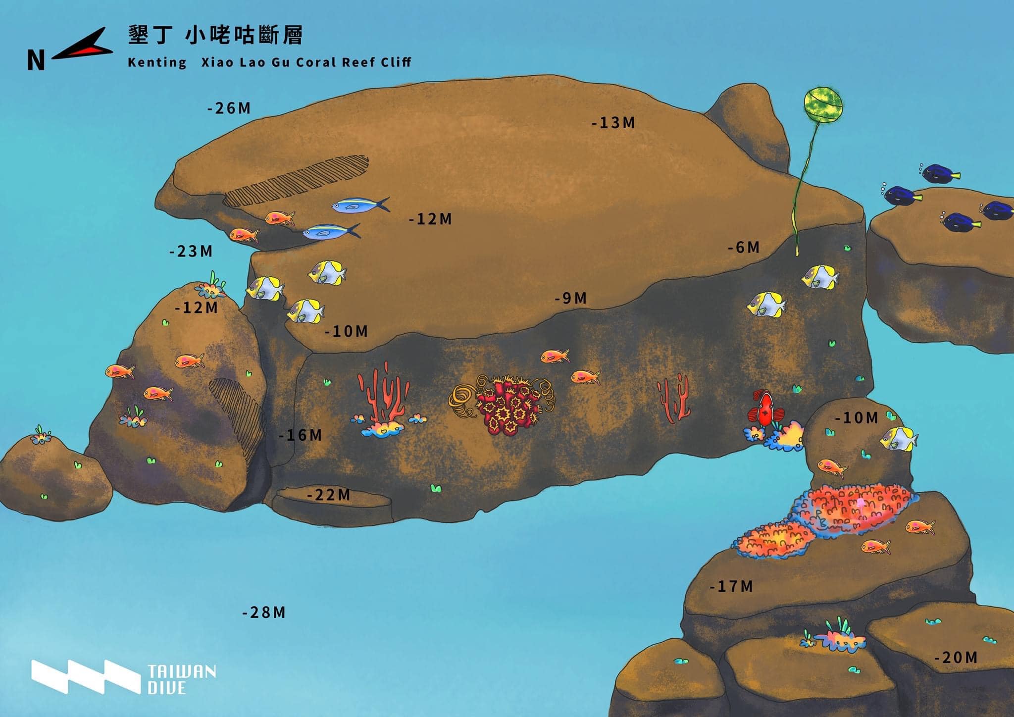 墾丁潛點小咾咕潛水地圖